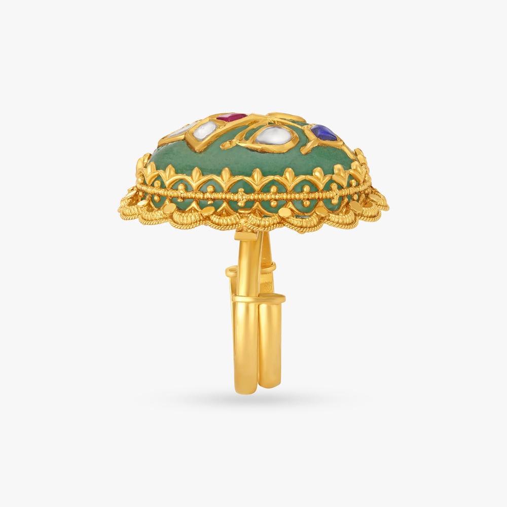 Mesmerizing Chandak and Kundan Inlay Work Finger Ring,,hi-res image number null
