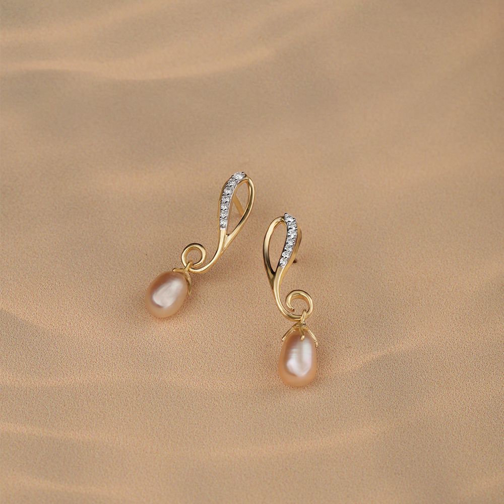 Paisley Cascade 14KT Diamond & Pearl Drop Earrings,,hi-res image number null