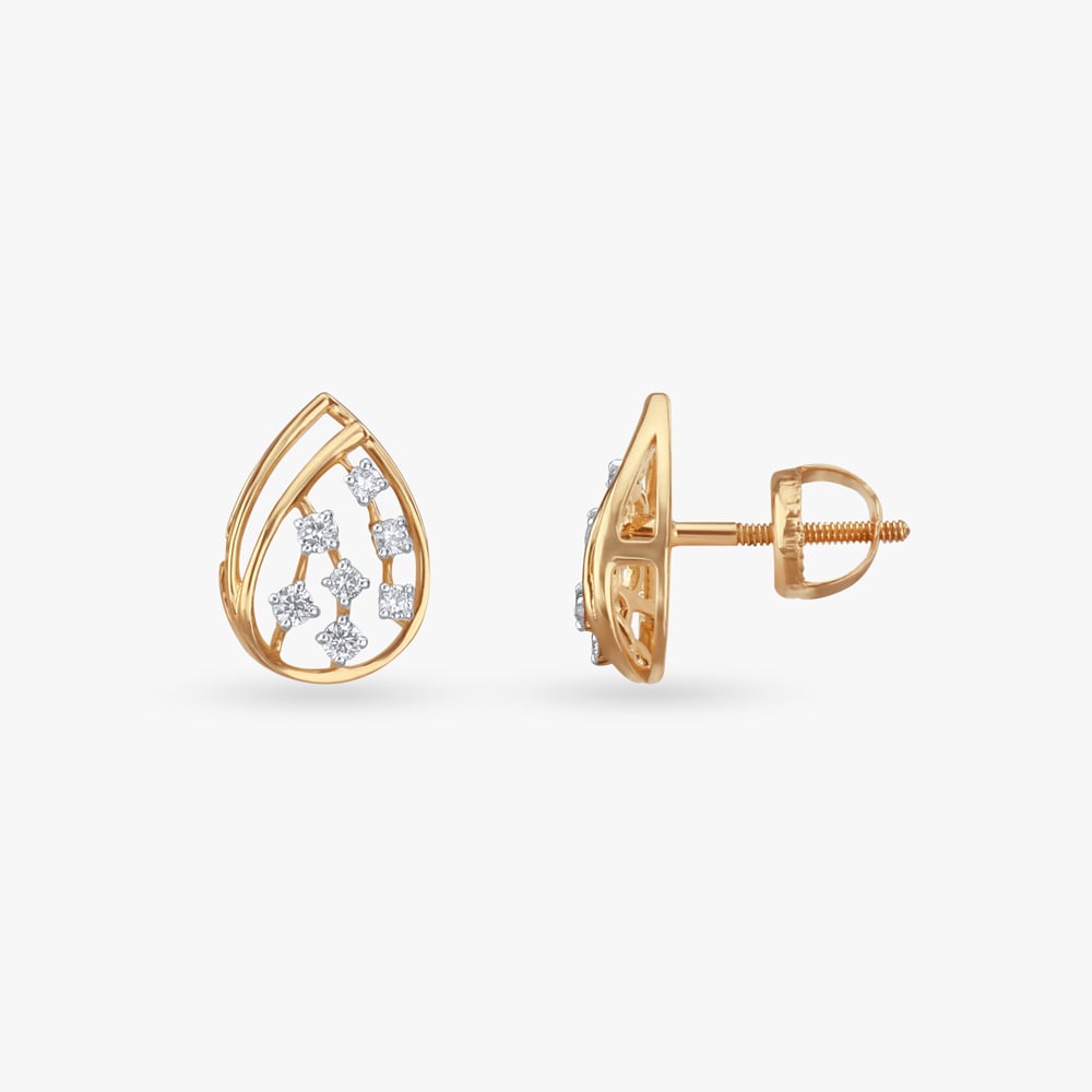 Graceful Teardrop Diamond Stud Earrings,,hi-res image number null