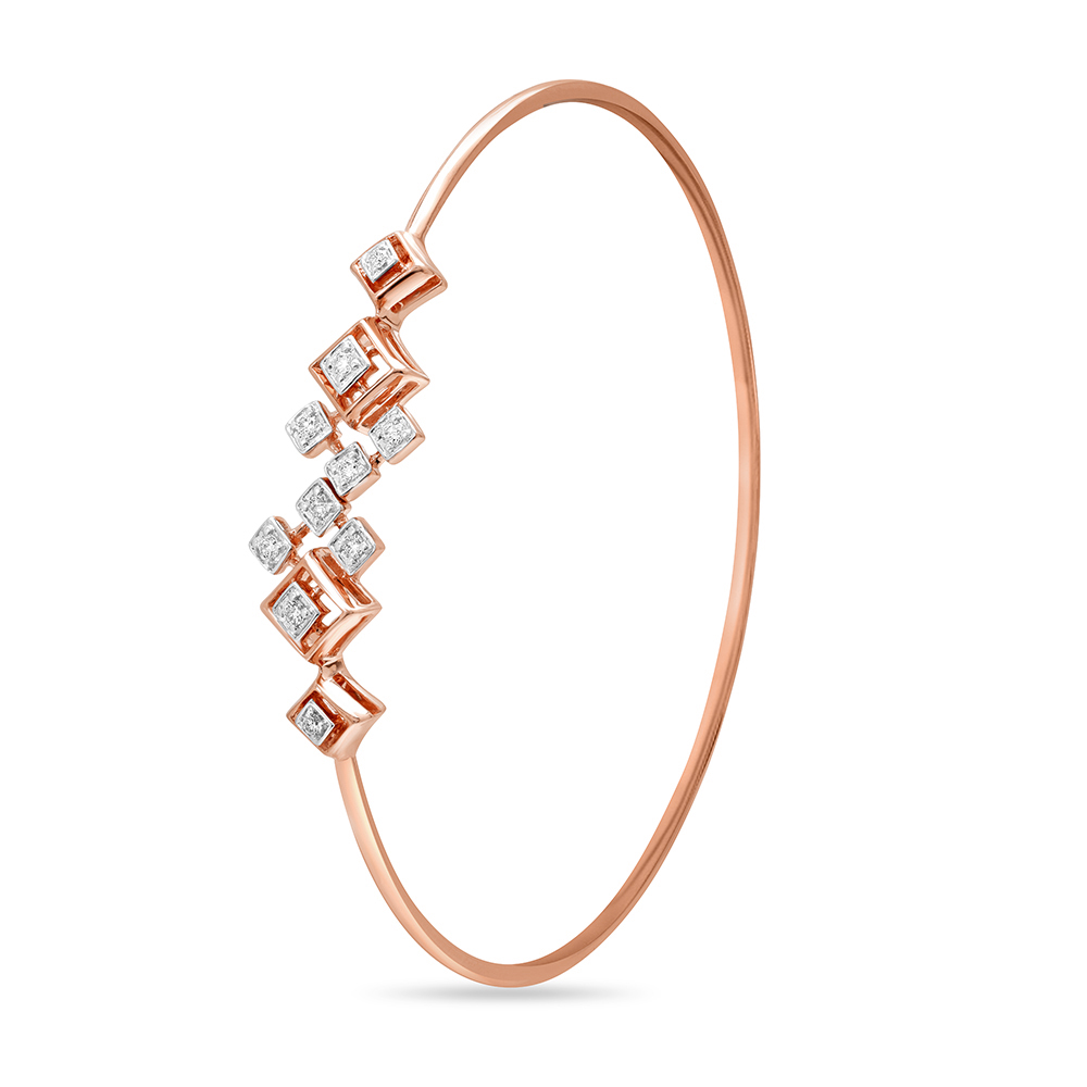 14KT Rose Gold Sparkling Geometric Diamond Bangle,,hi-res image number null