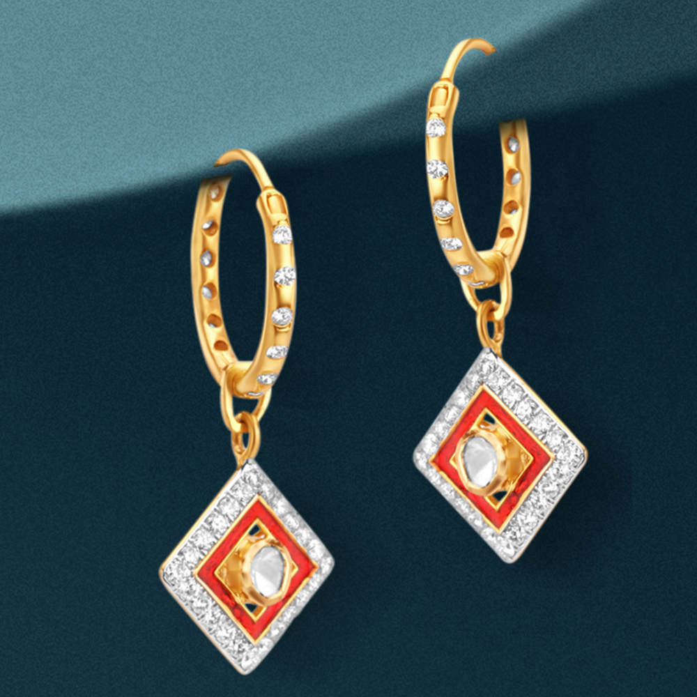 Minimal Polki Diamond Hoop Earrings,,hi-res image number null