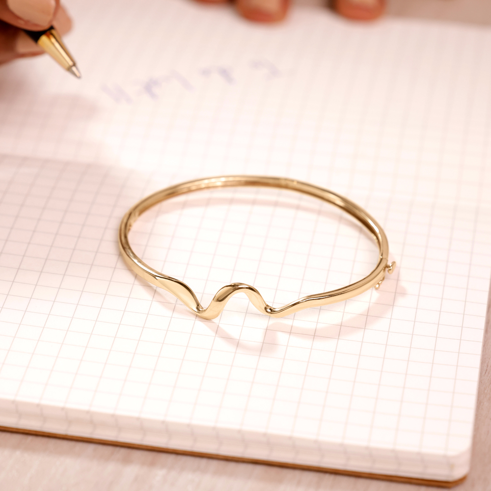 Fluid Sculpted Gold Bangle,,hi-res image number null