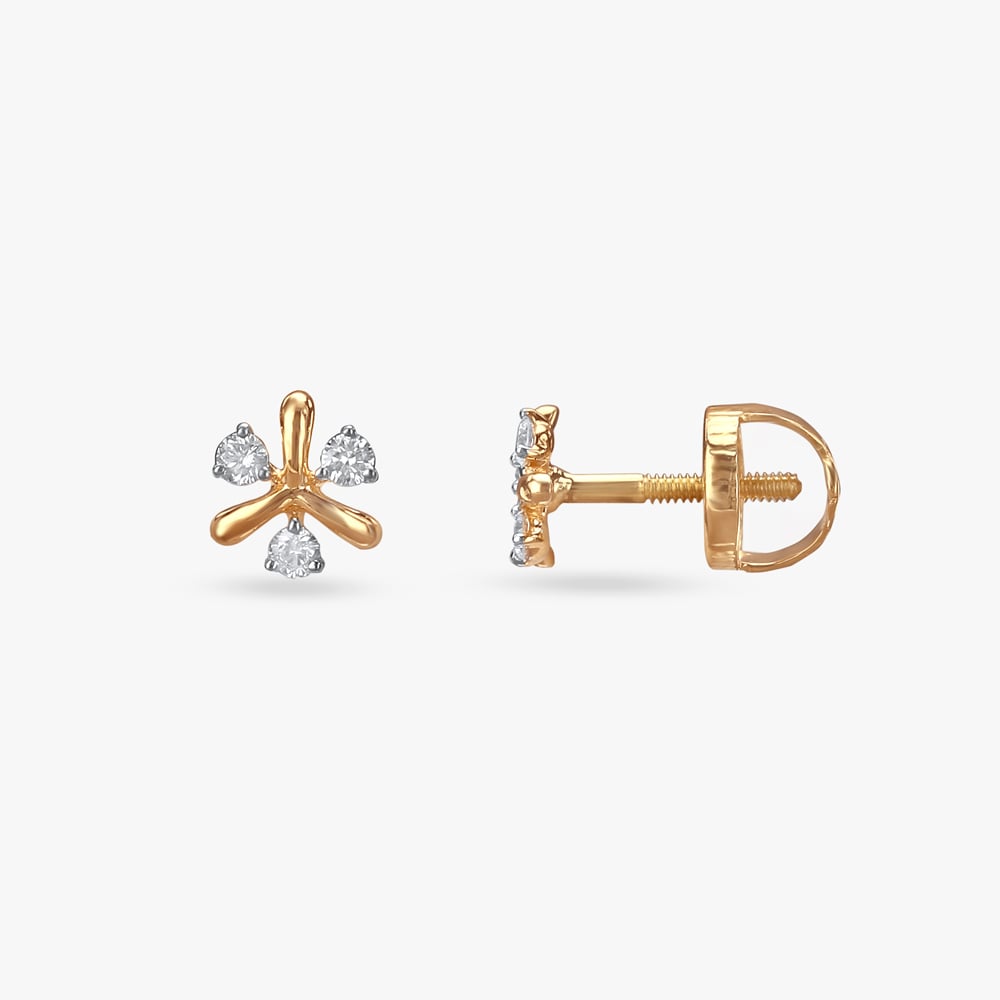 Twinkling Petals Diamond Stud Earrings For Kids,,hi-res image number null