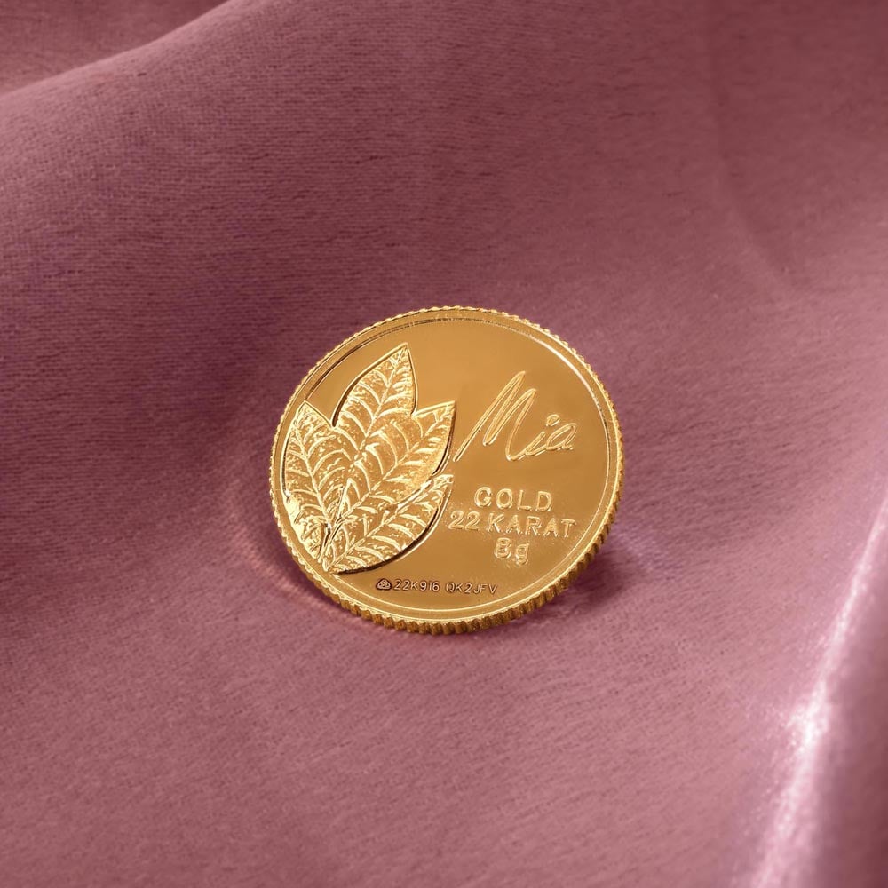 8 GM 22 Karat  Sublime Mango Leaf Gold Coin,,hi-res image number null