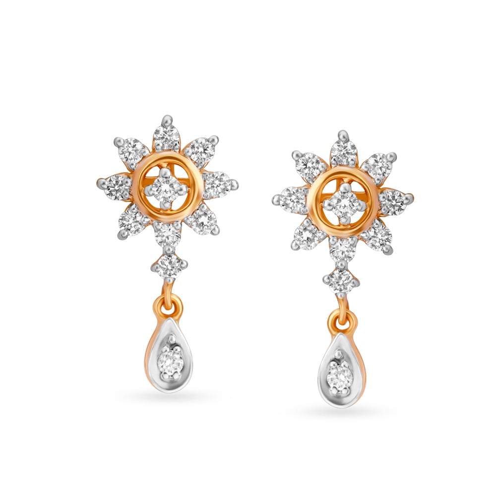 Floral Diamond Drop Earrings