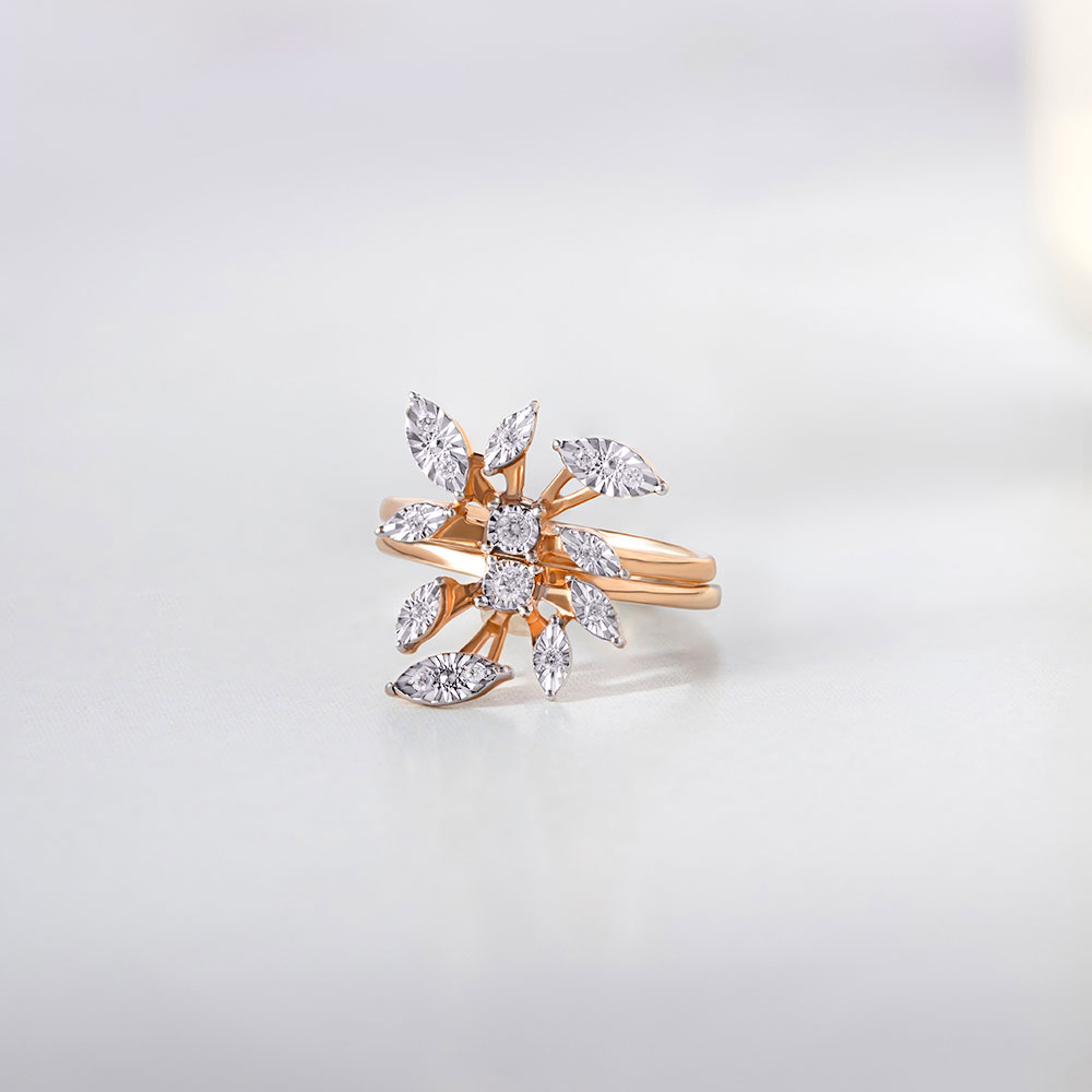 Leaf Whisper Gold and Diamond Finger Ring,,hi-res image number null