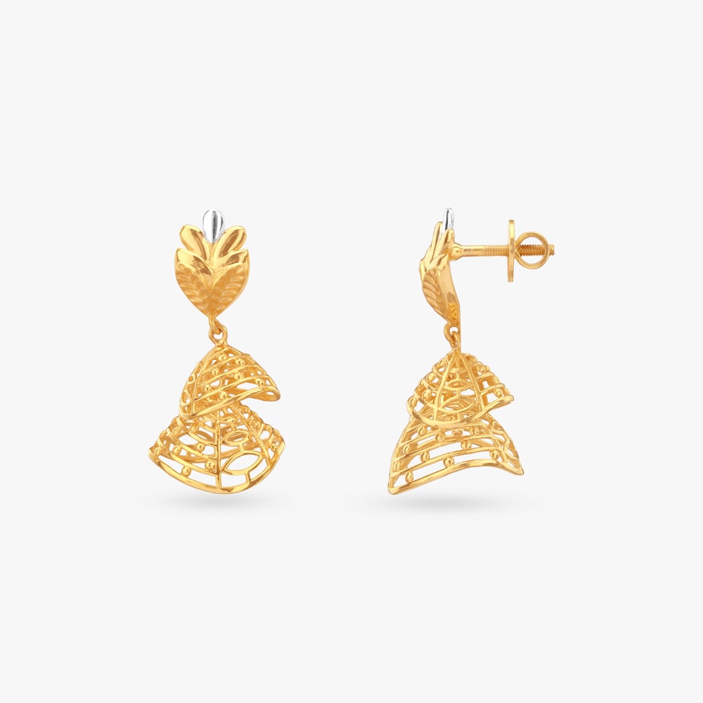 

Sculpted Leaf Gold Drop Earrings