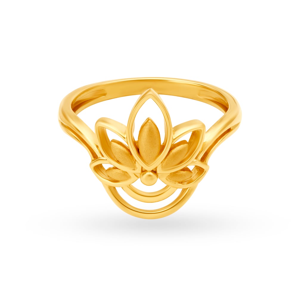 Glorious 22 Karat Yellow Gold Lotus Finger Ring,,hi-res image number null