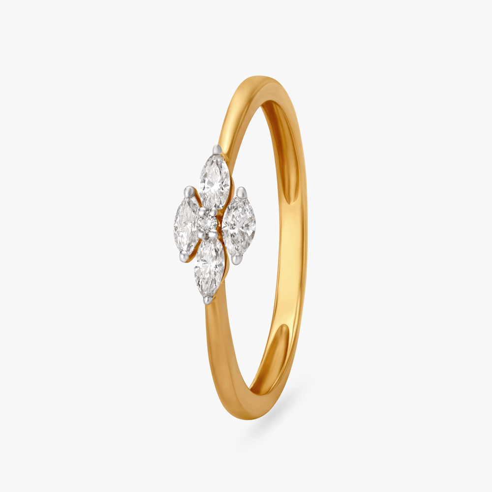 Minimal Floral Diamond Ring