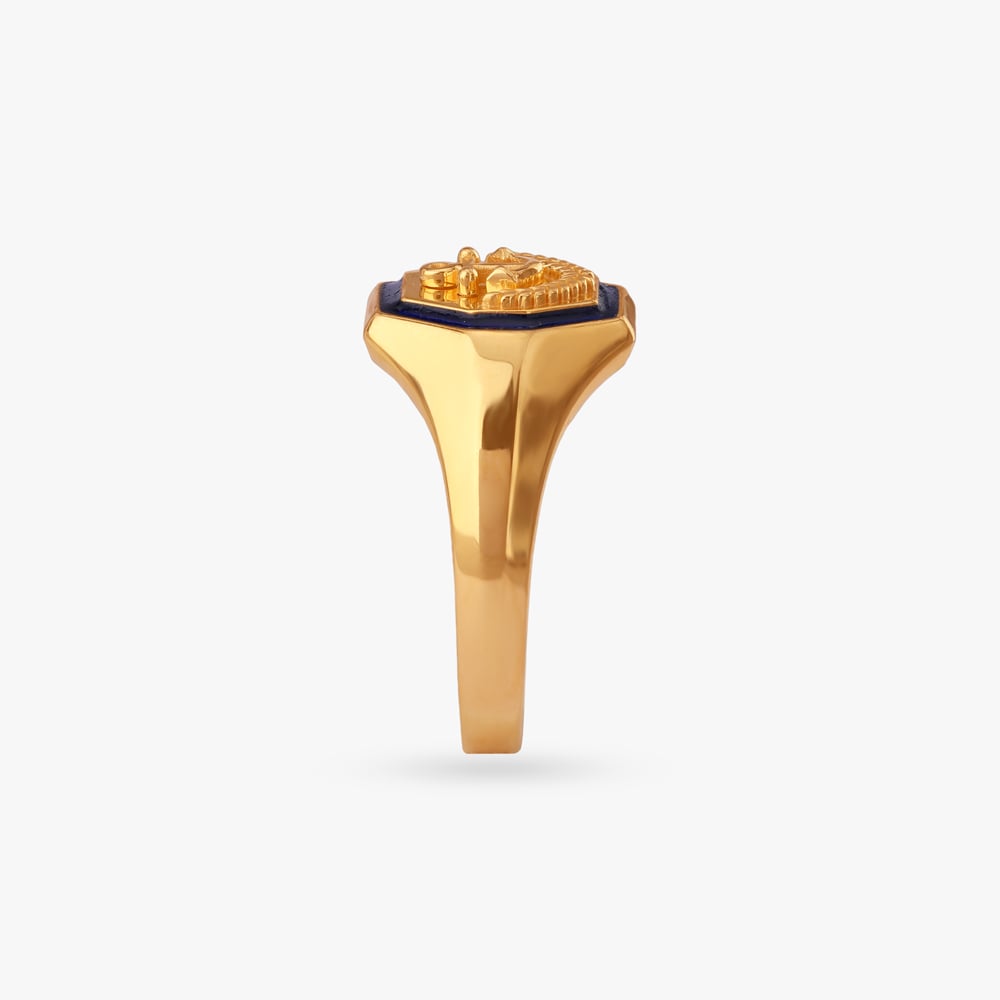 Nautical Emblem Gold Ring For Men,,hi-res image number null