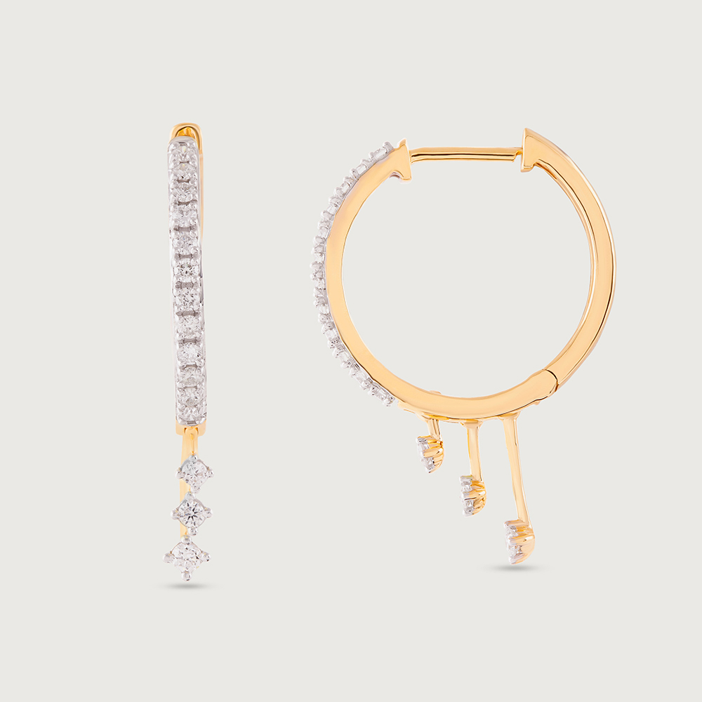 Dangle Chic Gold & Diamond Hoop Earrings,,hi-res image number null