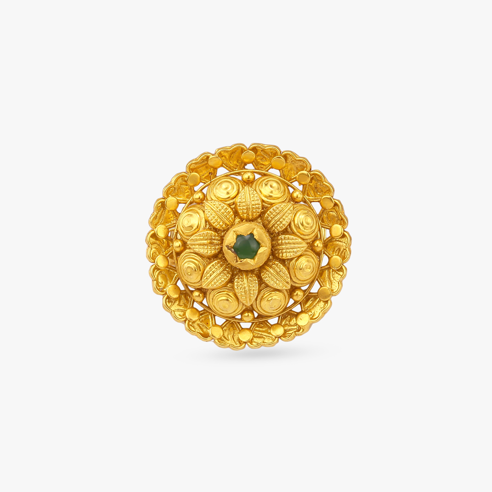 Spiral Bloom Gold Finger Ring,,hi-res image number null