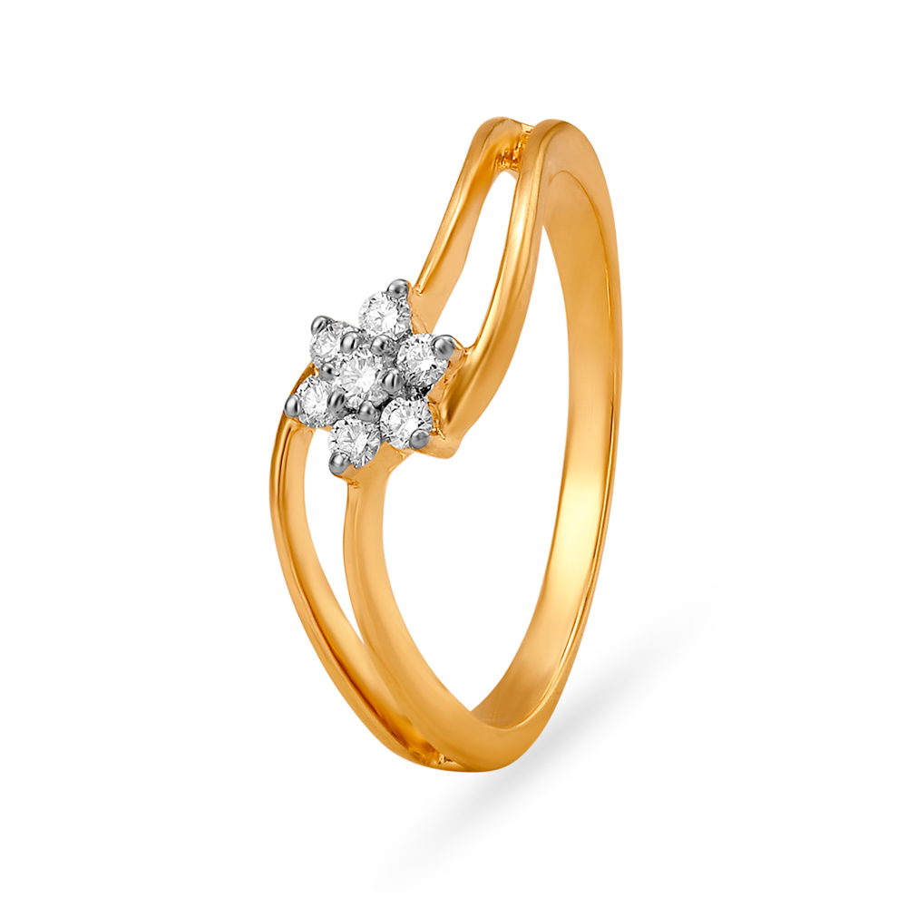 Classic 18 Karat Yellow Gold And Diamond Floral Ring,,hi-res image number null
