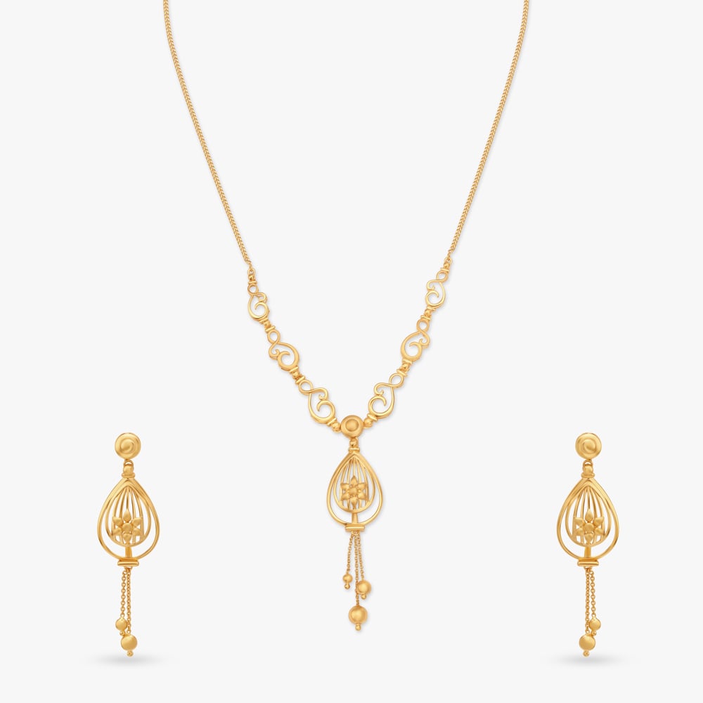 Flowery Drop Necklace Set,,hi-res image number null