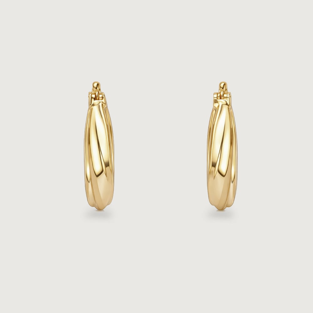 Twisted Oval Gold Hoop Earrings,,hi-res image number null