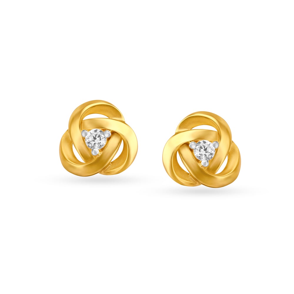 Rose Spiral Gold Stud Earrings with Stones,,hi-res image number null