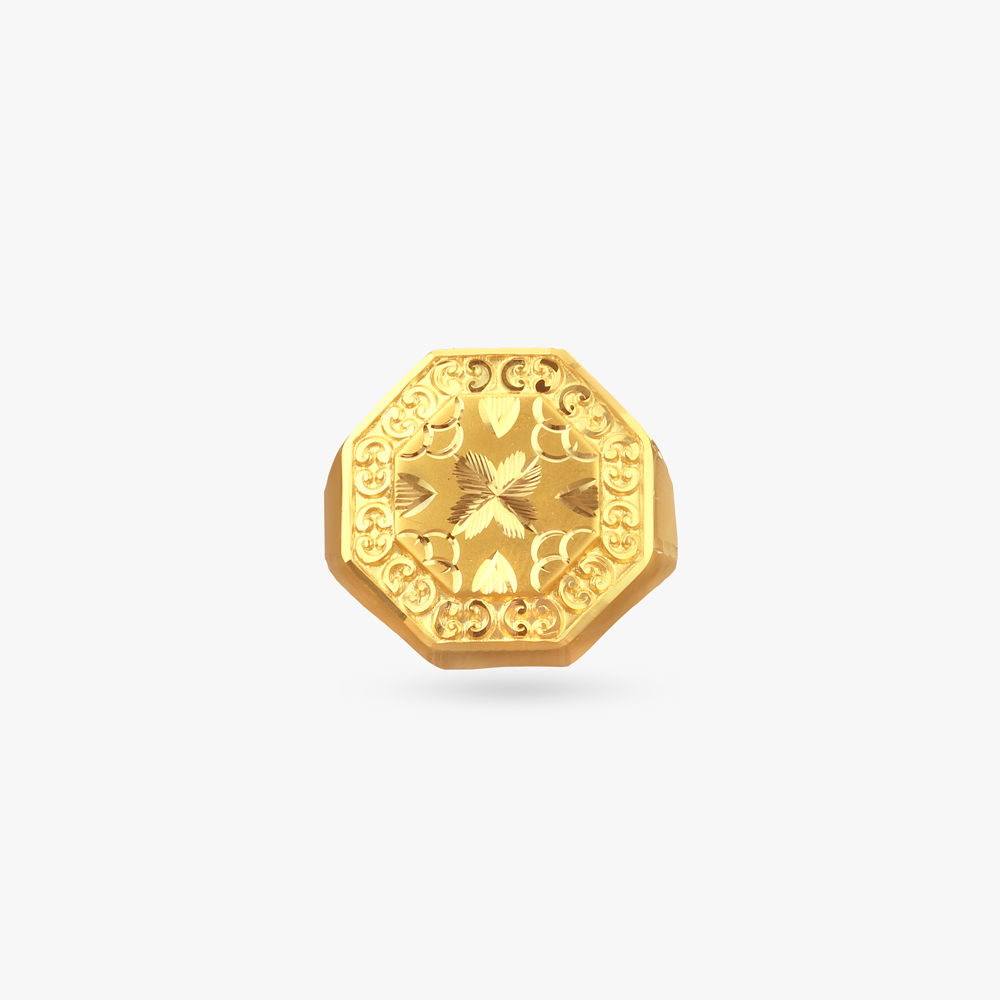 Monarch Crest Gold Ring for Men,,hi-res image number null