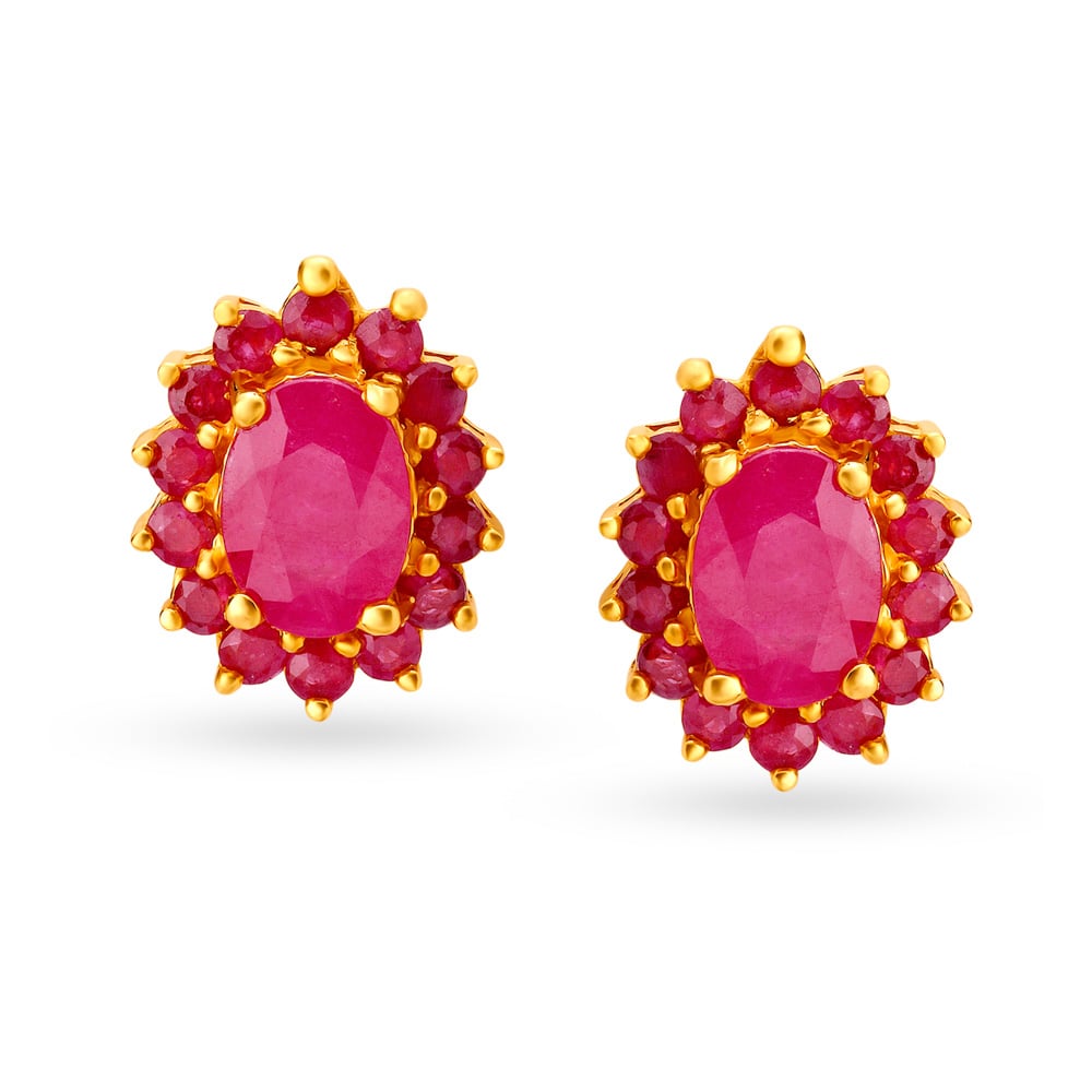 22 Karat Gold and Ruby Stud Earrings,,hi-res image number null