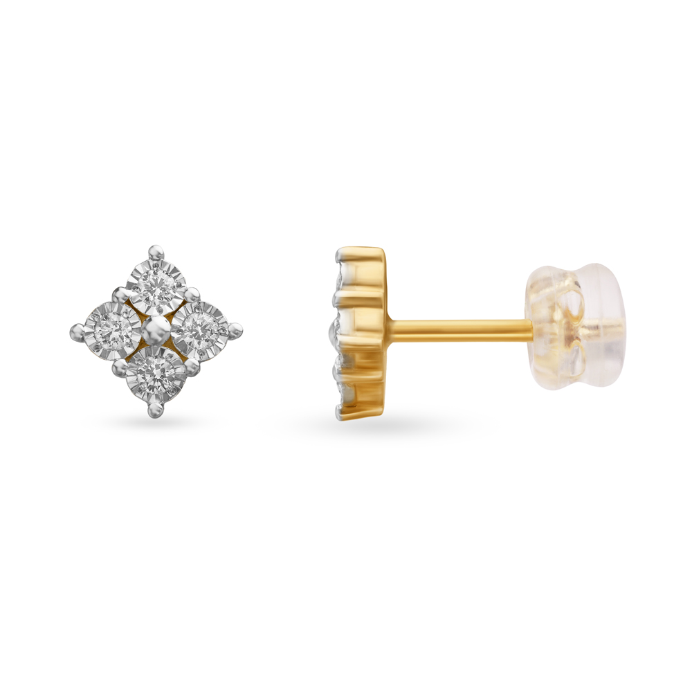 Structured Diamond Shape Stud Earrings,,hi-res image number null