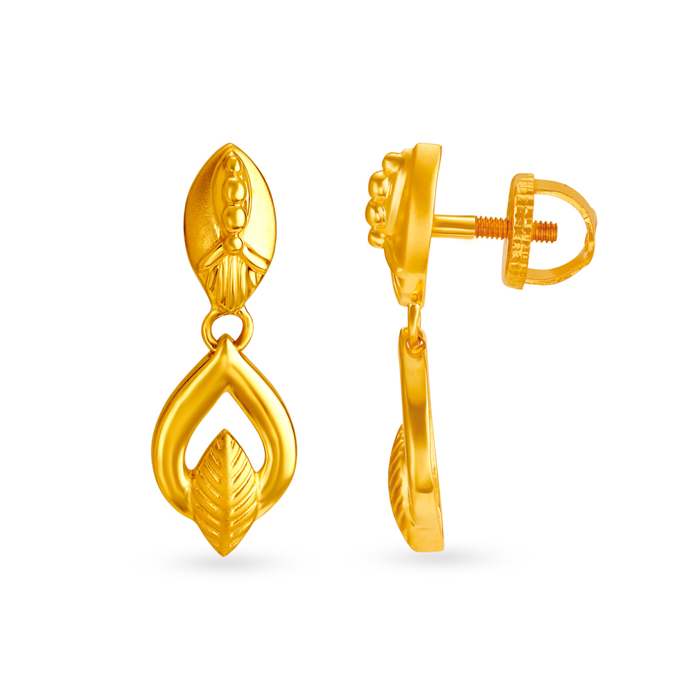 Quirky 22 Karat Yellow Gold Leaf Drops,,hi-res image number null