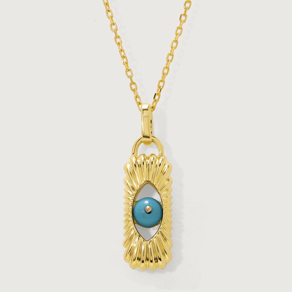 Spirited Elegance 18KT Gold Chain Turquoise Pendant with chain,,hi-res image number null