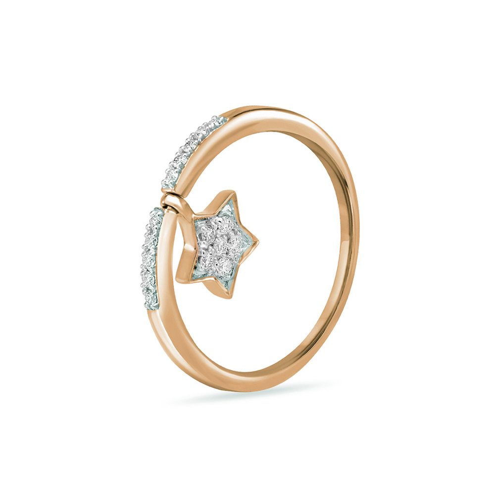 14 KT Reversible Star Rose Gold and Diamond Ring,,hi-res image number null