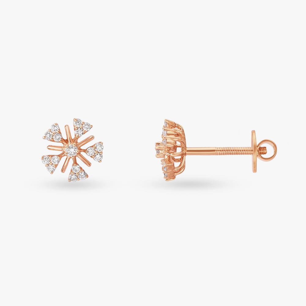 Radiant Flower Diamond Stud Earrings,,hi-res image number null