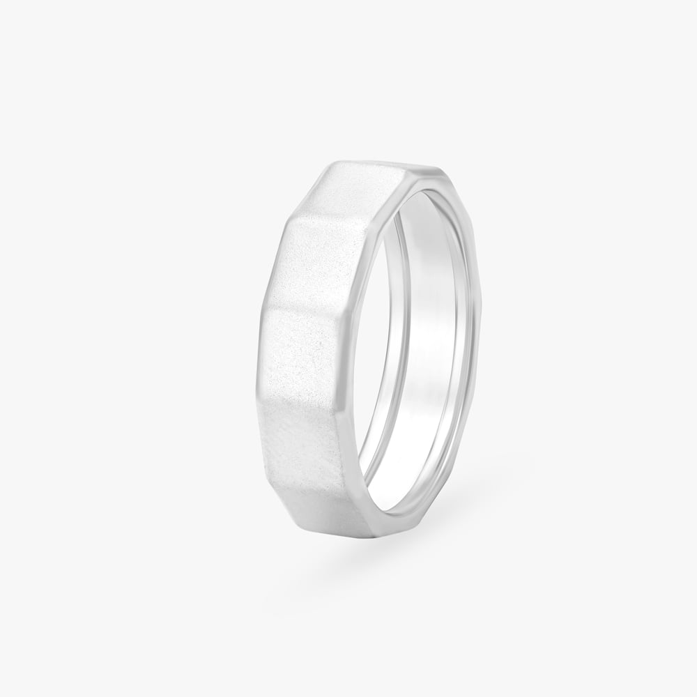 Stylish White Platinum Finger Ring For Men