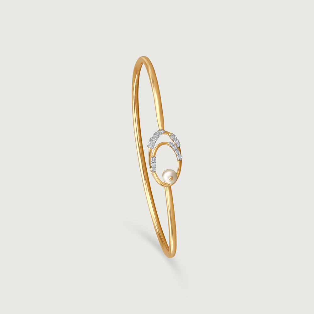 Twirl Shine Pearl & Diamond Bangle,,hi-res image number null