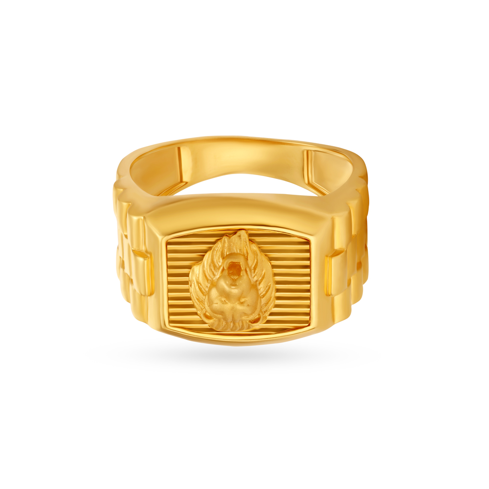 Carved Lion Gold Finger Ring For Men,,hi-res image number null