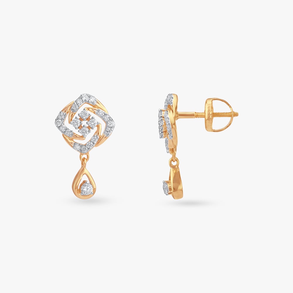 Twinkle Knot Diamond Drop Earrings,,hi-res image number null