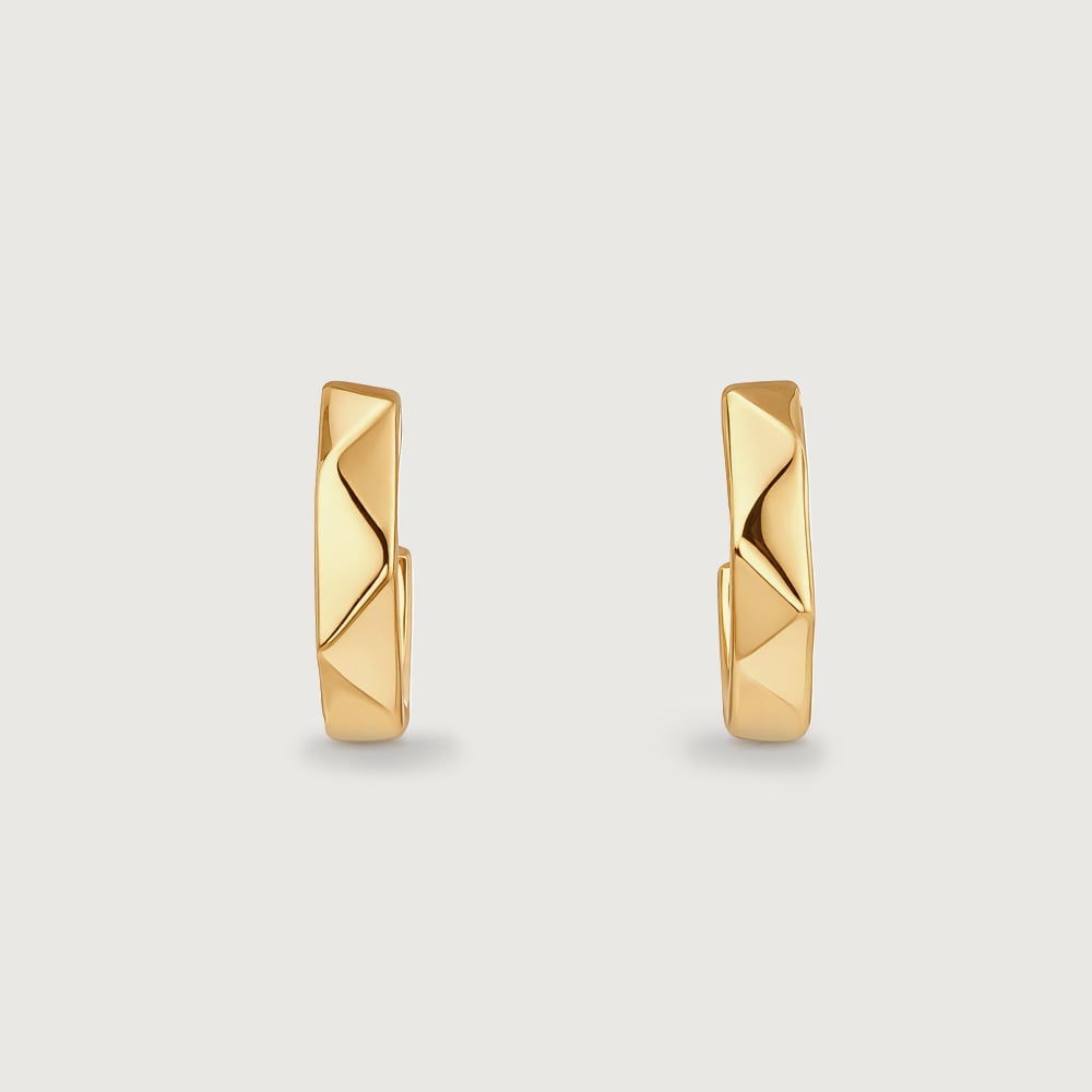 Angular Facet Gold Hoop Earrings,,hi-res image number null