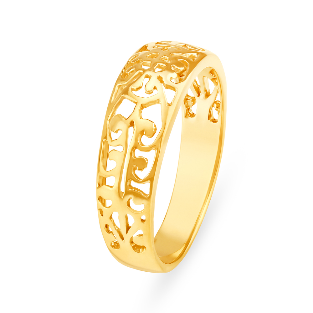 Sonorous Yellow Gold Carved Finger Ring,,hi-res image number null