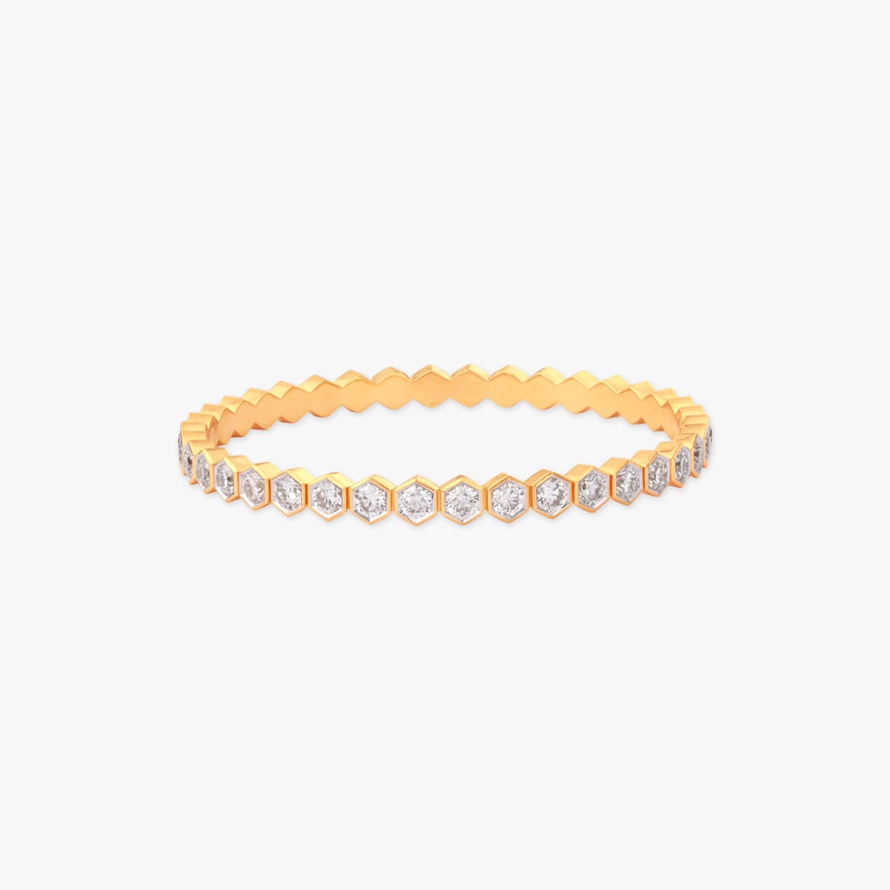 Hexagonal Halo Solitaire Bangle,,hi-res image number null