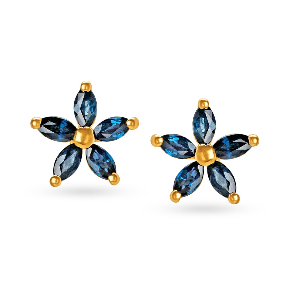 Stunning Floral Sapphire Stud Earrings