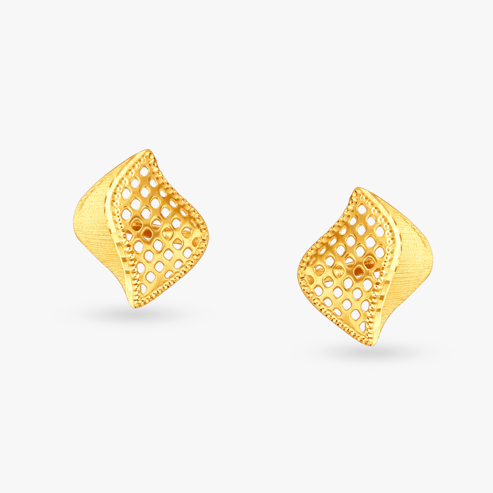 Lattice-Worked Gold Pendant and Earrings Set,,hi-res image number null