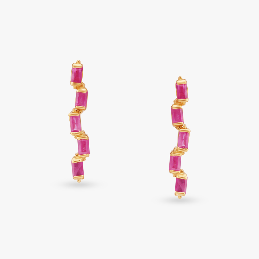 Geometric Gold Pendant with Chain and Earrings Set,,hi-res image number null