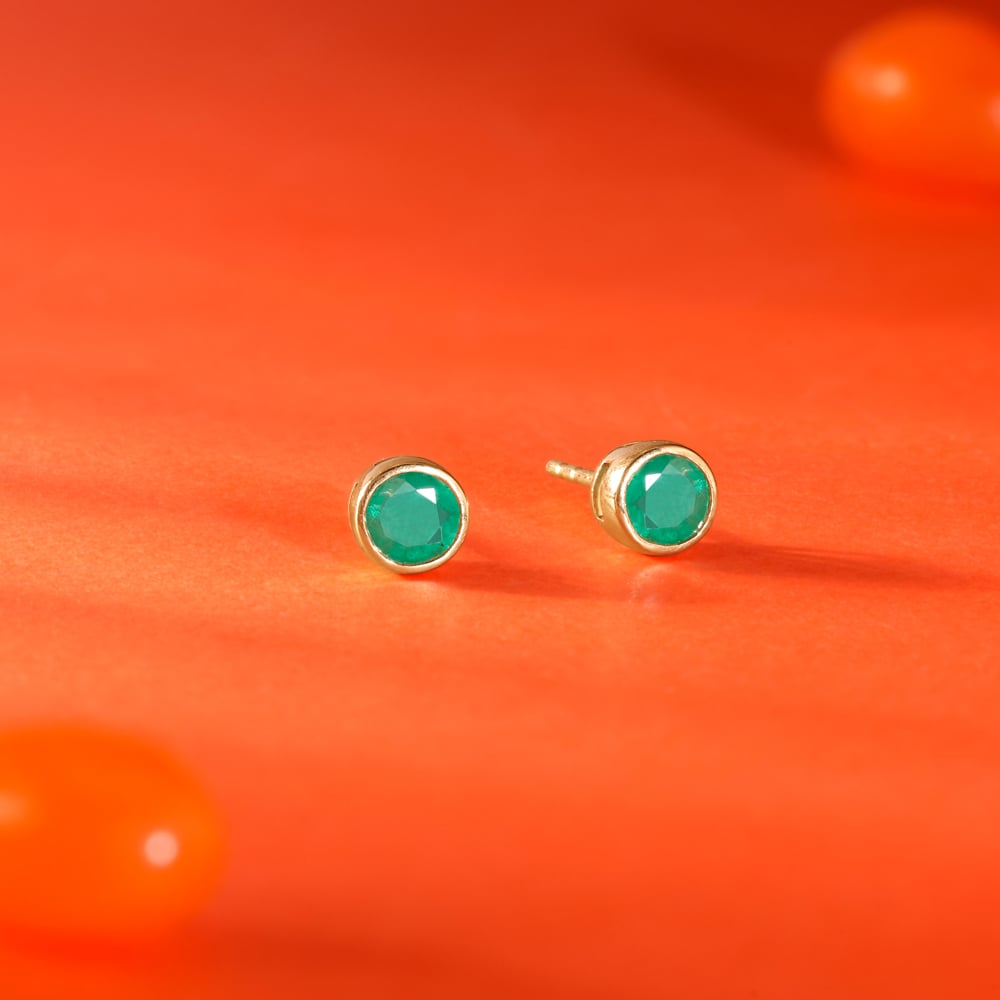 Refined Polished Emerald Gold Stud Earrings,,hi-res image number null