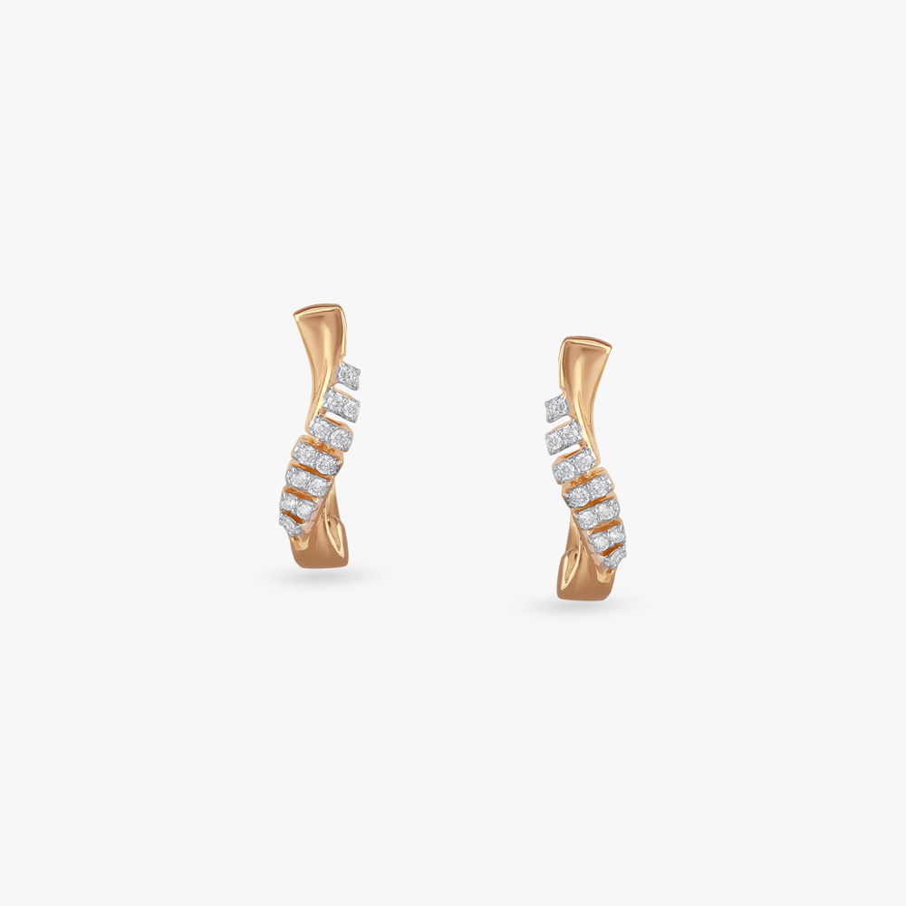 Wave Crest Diamond Hoop Earrings,,hi-res image number null