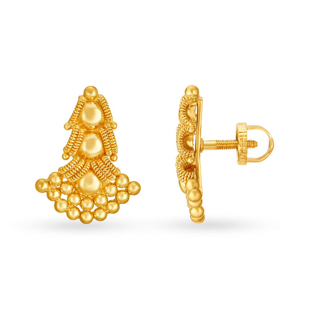 Exquisite 22 Karat Yellow Gold Tiered Drop Earrings,,hi-res image number null