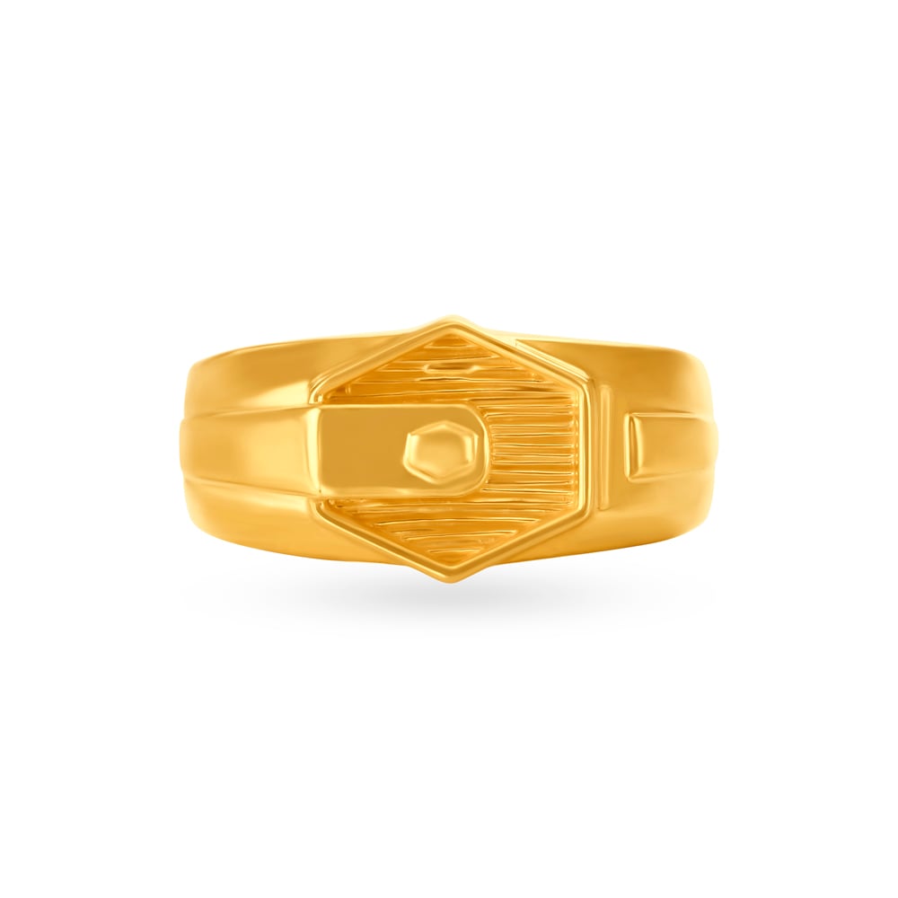 Geometric Textured Gold Ring for Men,,hi-res image number null