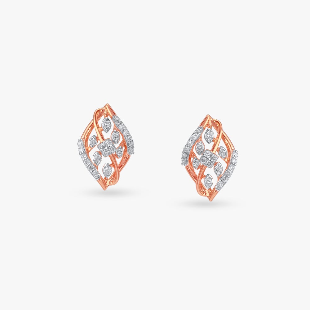 Artistic Lattice Diamond Stud Earrings,,hi-res image number null