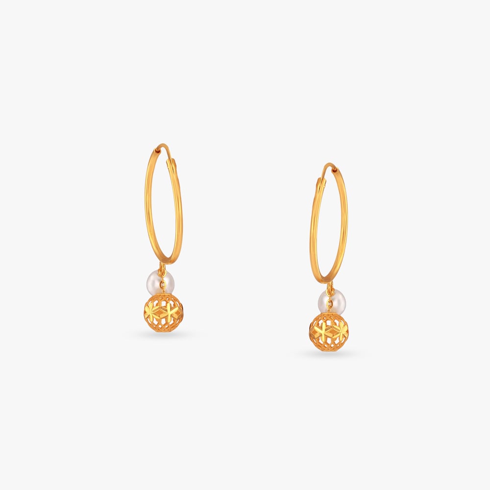 Lattice Globe Gold Hoop Earrings,,hi-res image number null