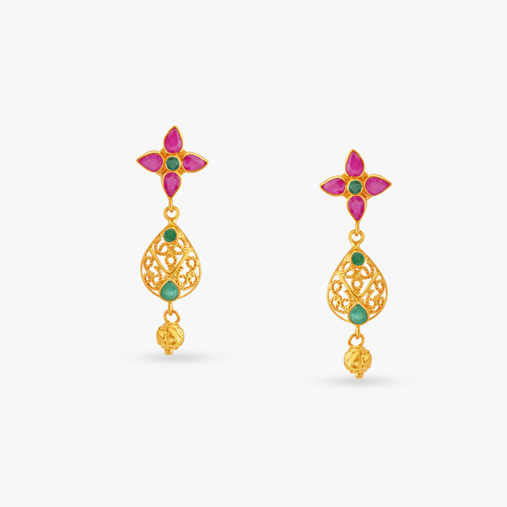 Radiant Teardrop Gold Pendant with Chain and Earrings Set,,hi-res image number null