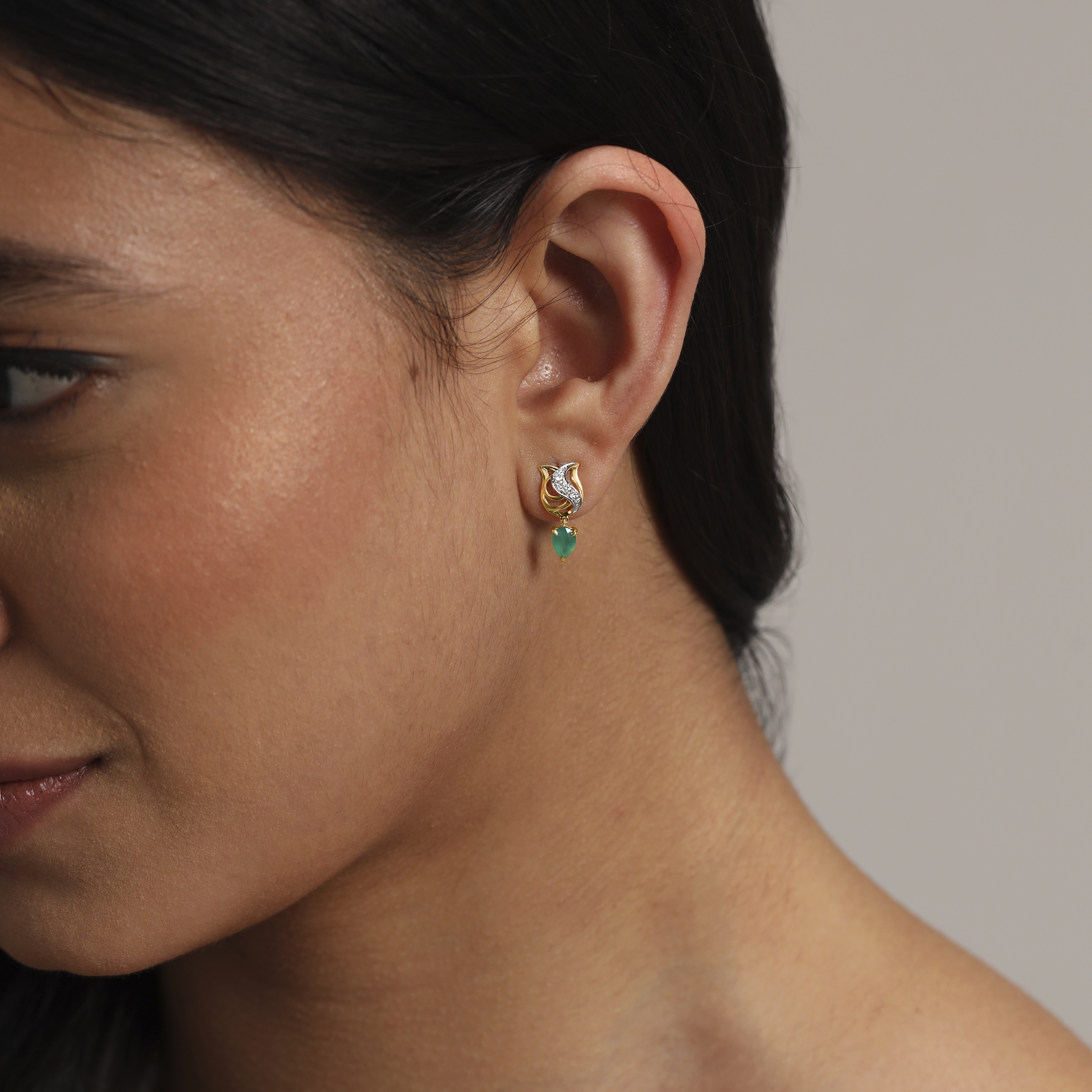 Paisley Lotus Diamond Drop Earrings,,hi-res image number null