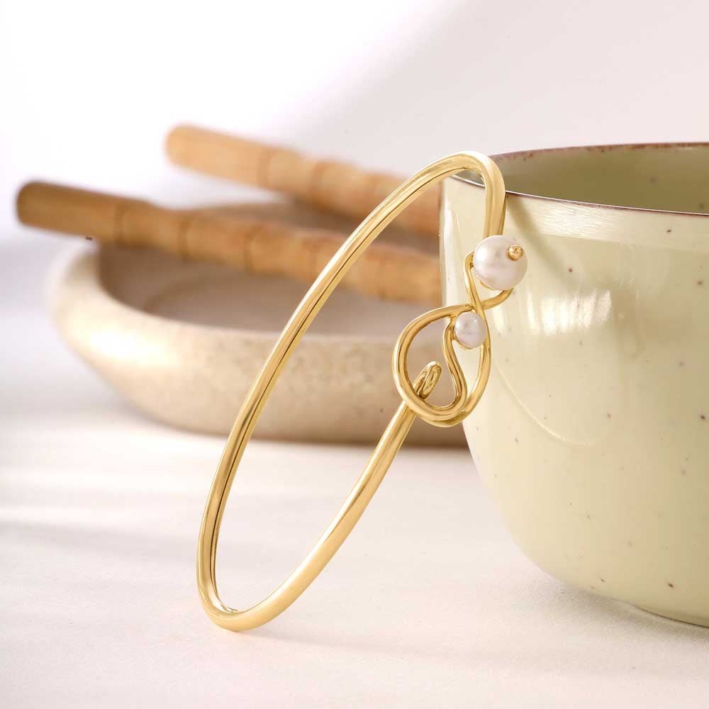 Poised Knot Pearl Bangle,,hi-res image number null