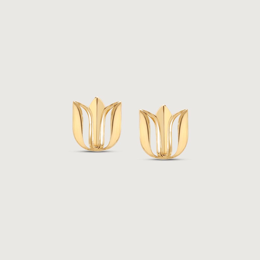 Lotus Aura Gold Stud Earrings,,hi-res image number null
