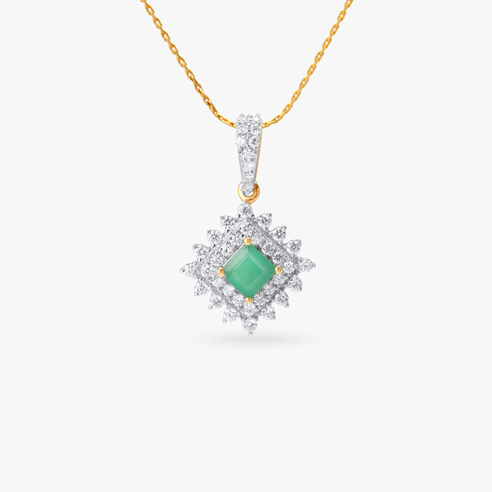 Vivid Prism Emerald Diamond Pendant and Earrings Set,,hi-res image number null
