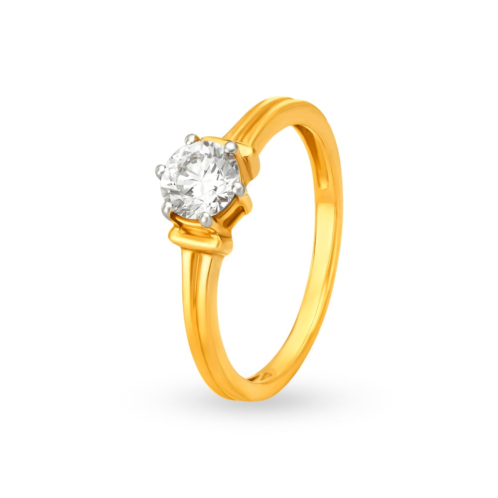Charming Solitaire Look Ridged Solitaire Ring