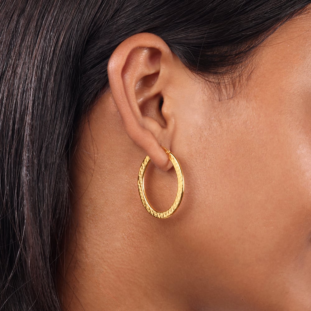 22KT Yellow Gold Stylish Classy Hoop Earrings,,hi-res image number null